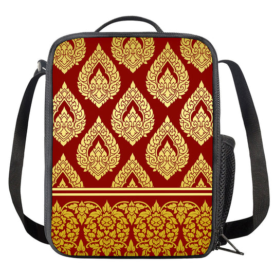 Traditional Thai Pattern Print Crossbody Lunch Bag