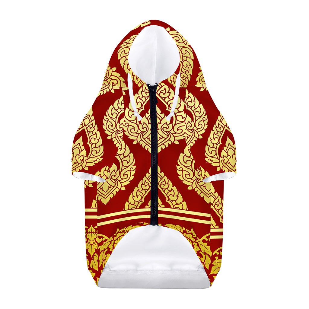 Traditional Thai Pattern Print Dog Zip Up Hoodie