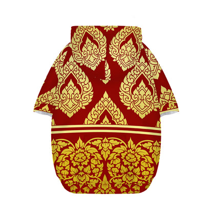 Traditional Thai Pattern Print Dog Zip Up Hoodie