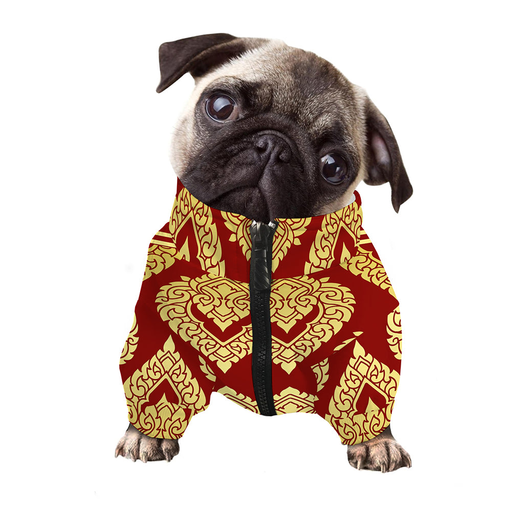 Traditional Thai Pattern Print Dog Zip Up Jacket