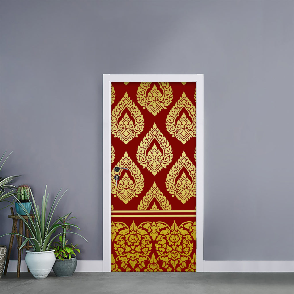 Traditional Thai Pattern Print Door Sticker