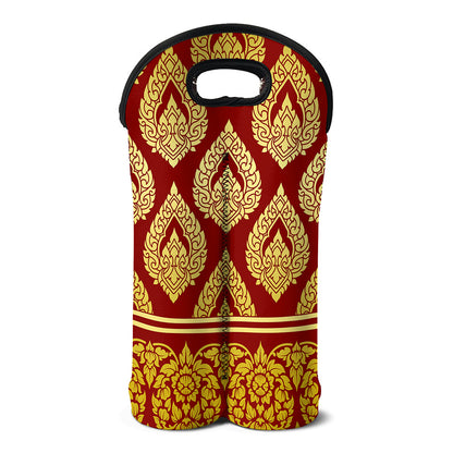 Traditional Thai Pattern Print Double Neoprene Wine Tote