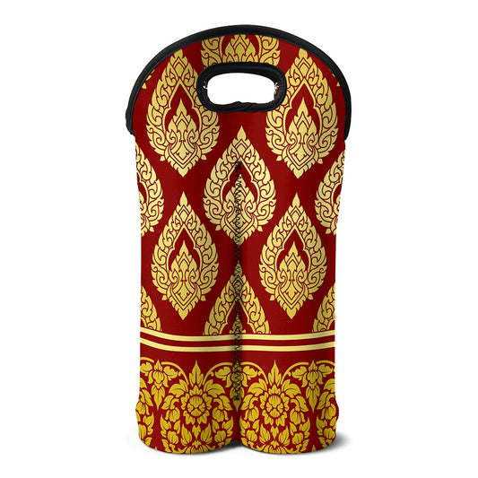 Traditional Thai Pattern Print Double Neoprene Wine Tote
