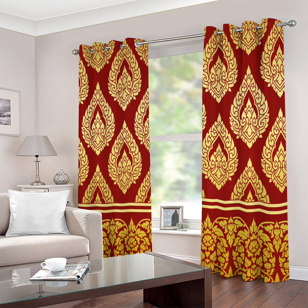 Traditional Thai Pattern Print Extra Wide Grommet Curtains