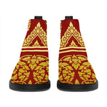 Traditional Thai Pattern Print Flat Ankle Boots