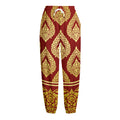 Traditional Thai Pattern Print Fleece Lined Knit Pants