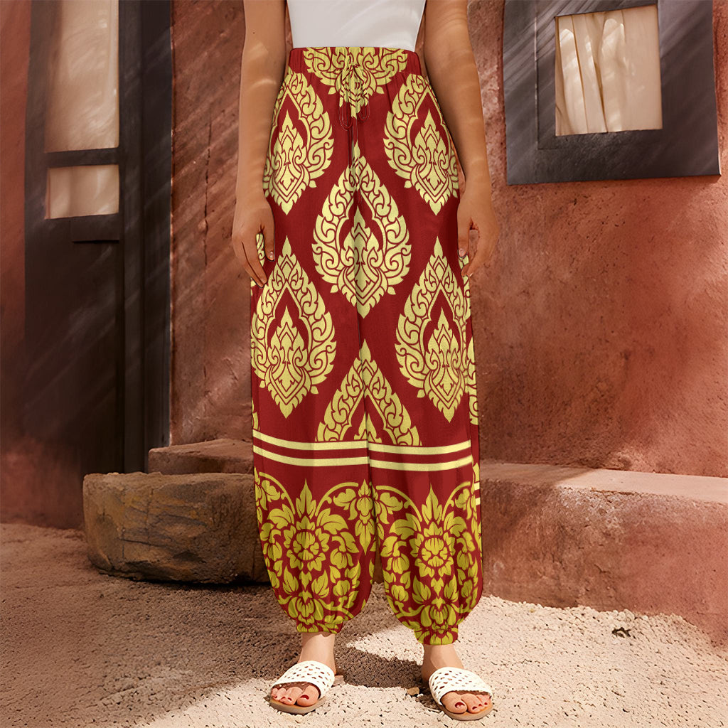 Traditional Thai Pattern Print Harem Pants