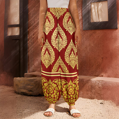 Traditional Thai Pattern Print Harem Pants