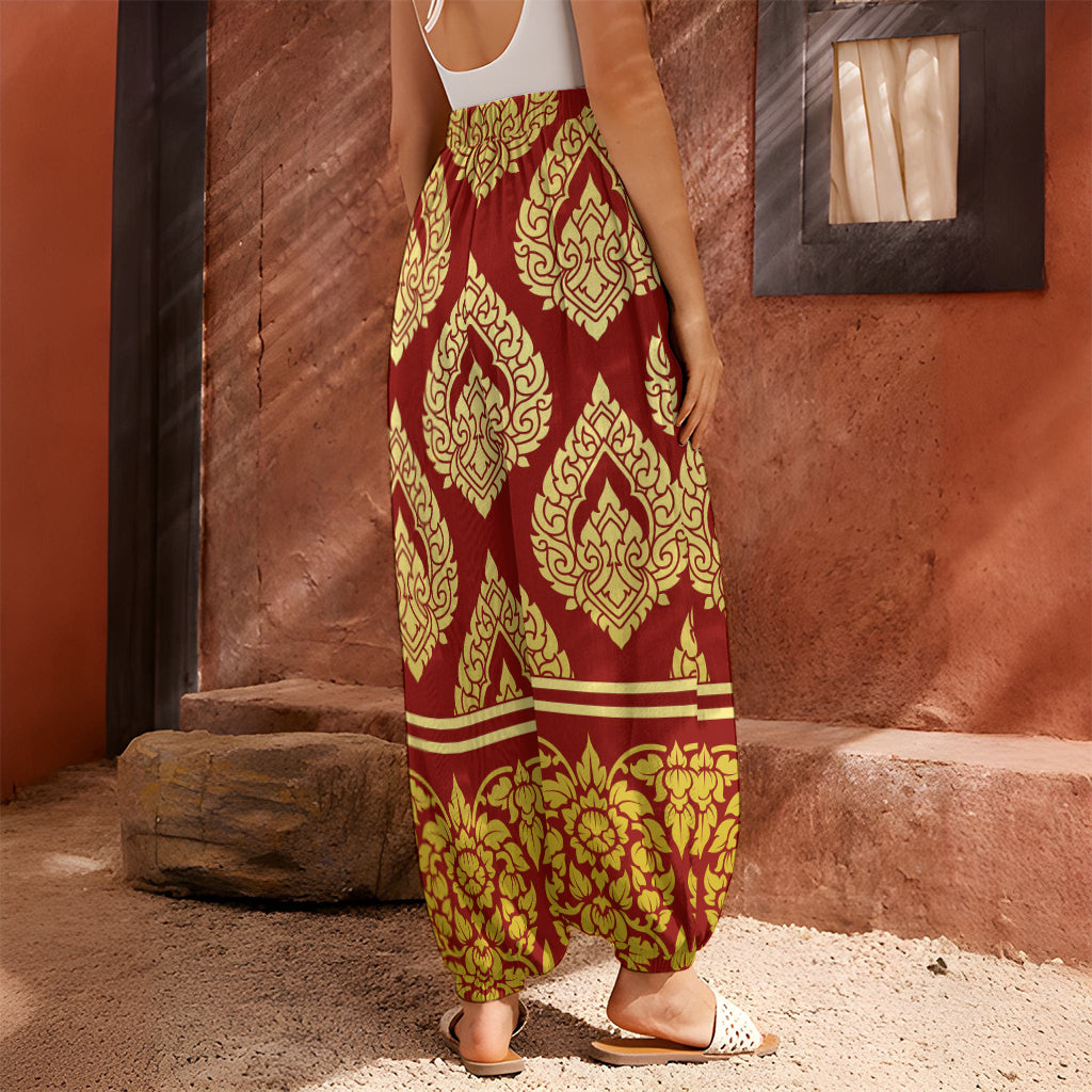 Traditional Thai Pattern Print Harem Pants