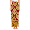 Traditional Thai Pattern Print High Slit Maxi Skirt