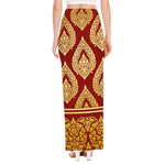 Traditional Thai Pattern Print High Slit Maxi Skirt