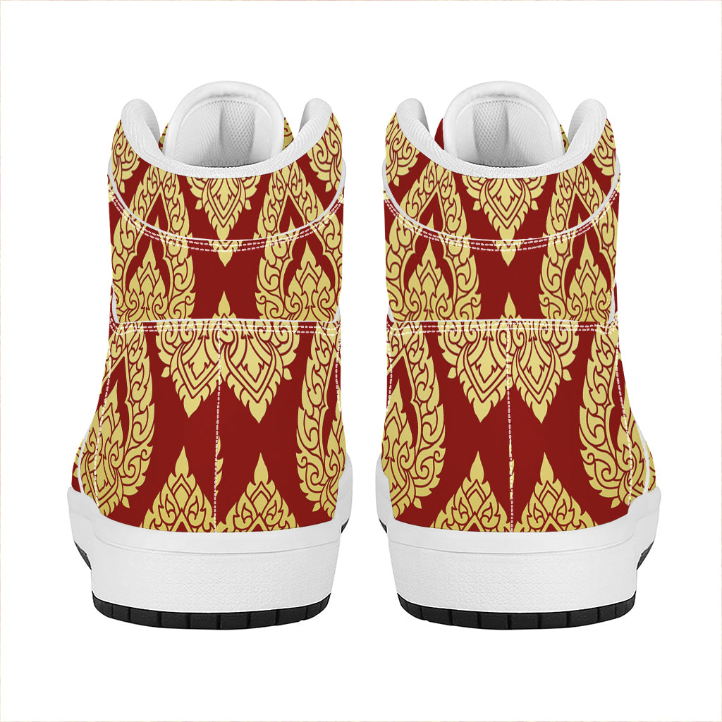 Traditional Thai Pattern Print High Top Leather Sneakers