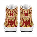 Traditional Thai Pattern Print High Top Leather Sneakers