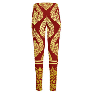 Traditional Thai Pattern Print High-Waisted Pocket Leggings