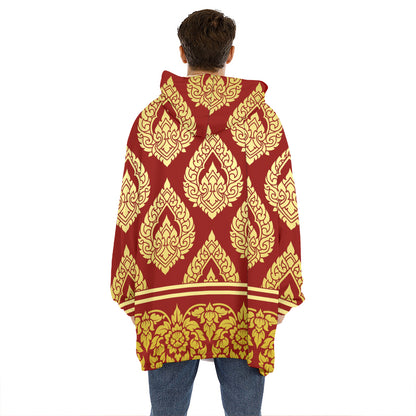 Traditional Thai Pattern Print Hoodie Blanket