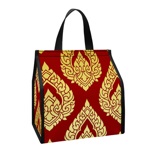 Traditional Thai Pattern Print Insulated Lunch Tote