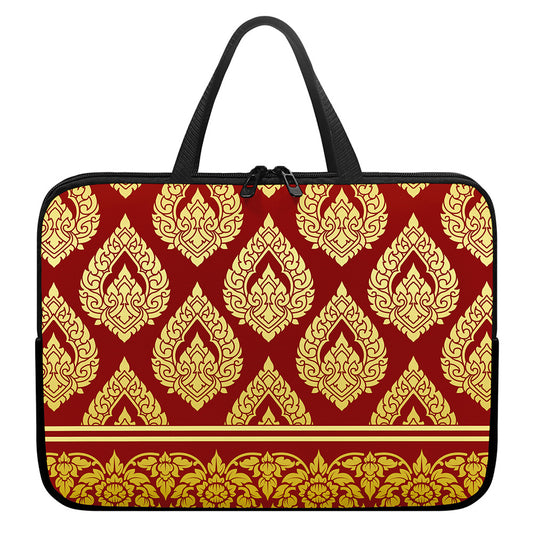 Traditional Thai Pattern Print Laptop Sleeve With Handle