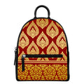 Traditional Thai Pattern Print Leather Backpack