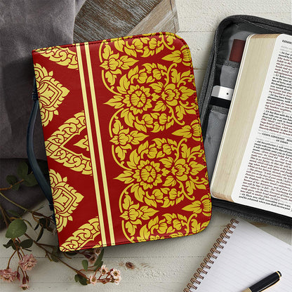 Traditional Thai Pattern Print Leather Bible Cover