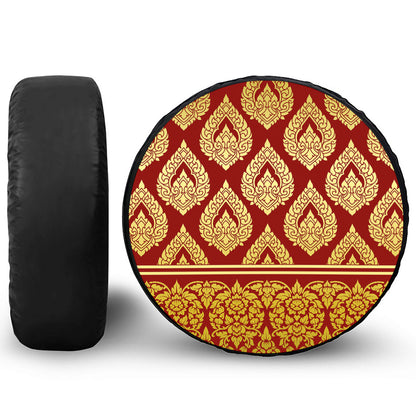 Traditional Thai Pattern Print Leather Spare Tire Cover