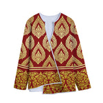 Traditional Thai Pattern Print Long Sleeve Short Coat