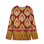 Traditional Thai Pattern Print Long Sleeve Short Coat