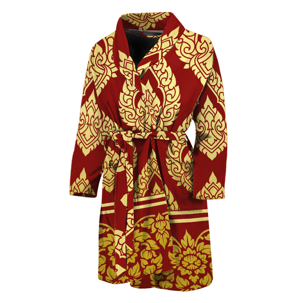 Traditional Thai Pattern Print Men's Bathrobe