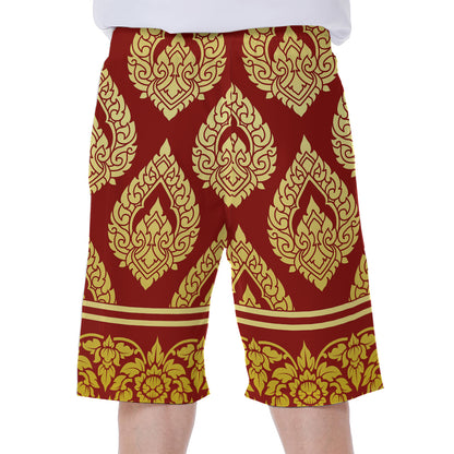 Traditional Thai Pattern Print Men's Beach Shorts