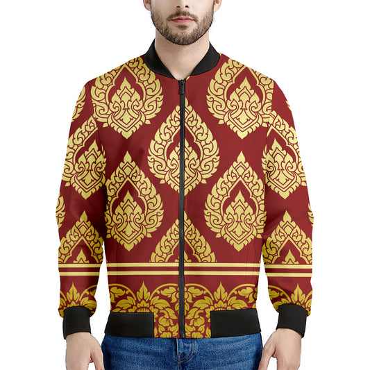 Traditional Thai Pattern Print Men's Bomber Jacket