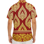 Traditional Thai Pattern Print Men's Deep V-Neck Shirt