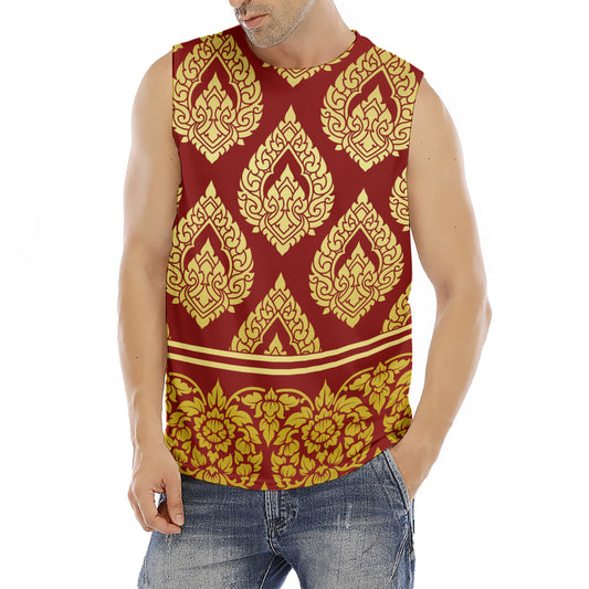 Traditional Thai Pattern Print Men's Fitness Tank Top