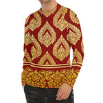 Traditional Thai Pattern Print Men's Long Sleeve Rash Guard