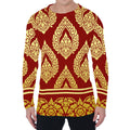 Traditional Thai Pattern Print Men's Long Sleeve T-Shirt
