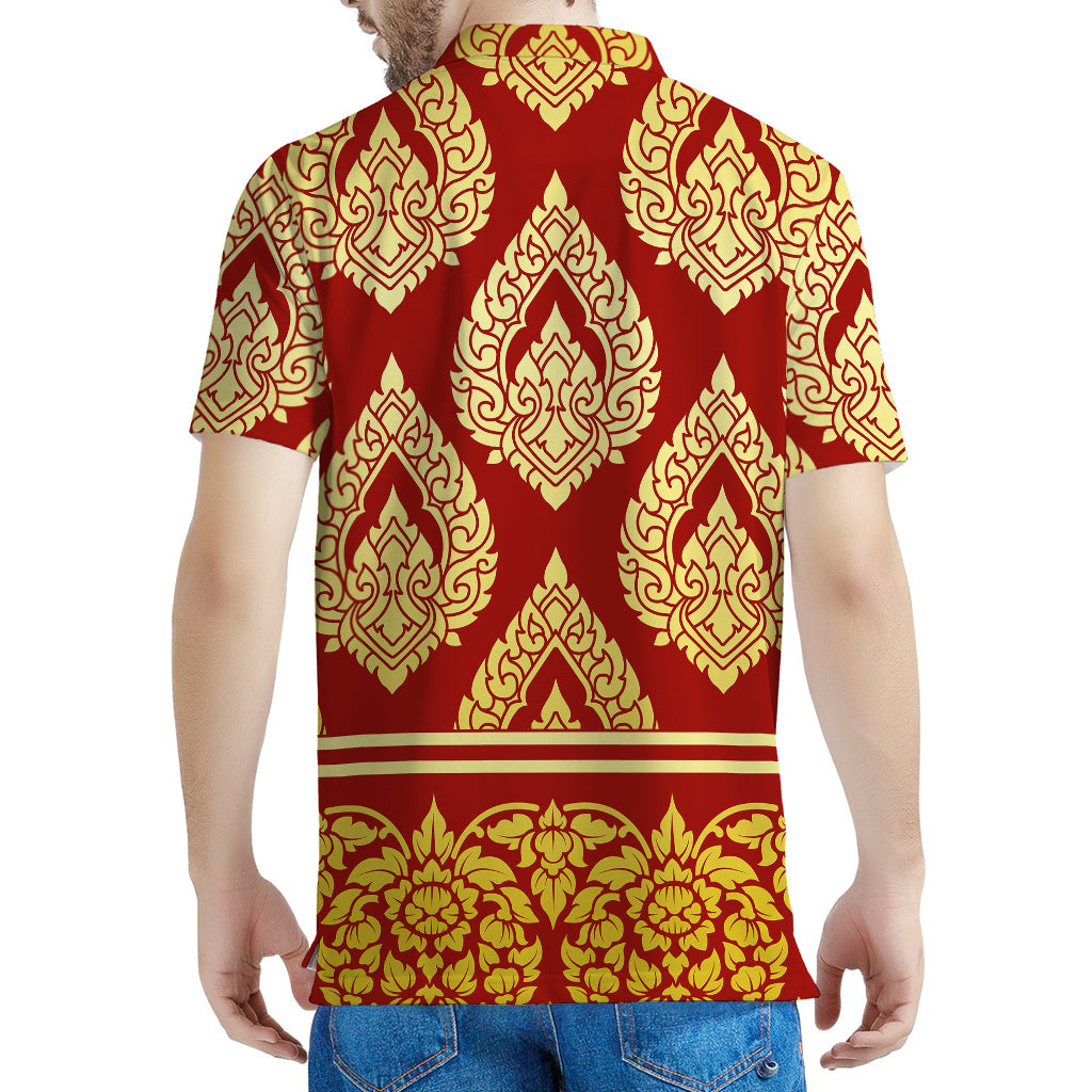 Traditional Thai Pattern Print Men's Polo Shirt