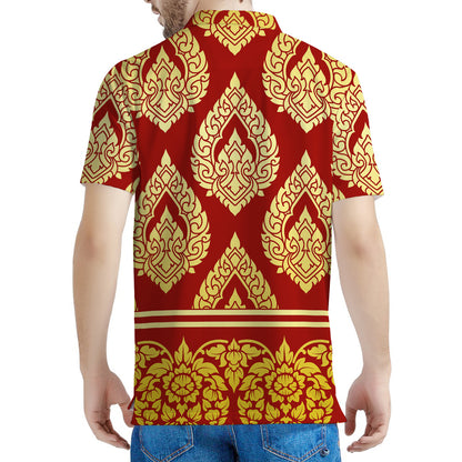Traditional Thai Pattern Print Men's Polo Shirt