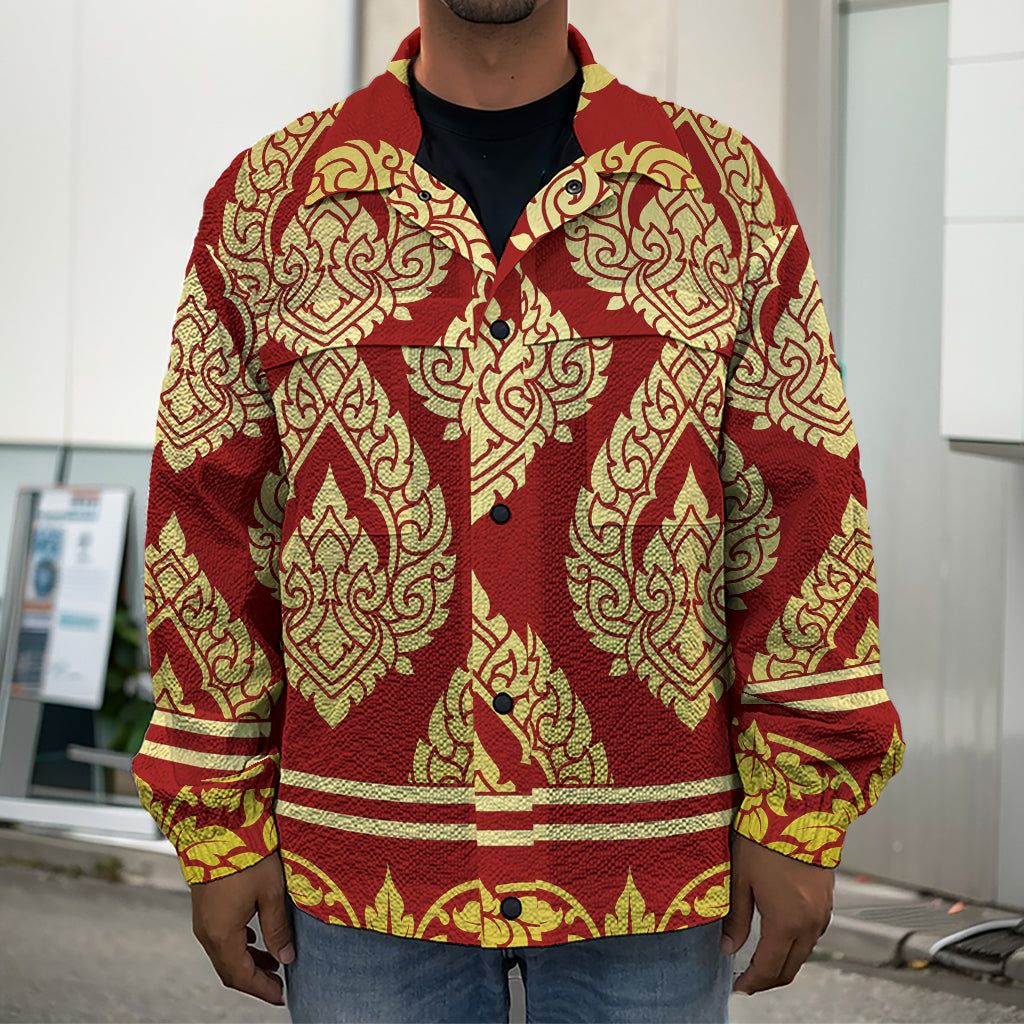 Traditional Thai Pattern Print Men's Shirt Jacket