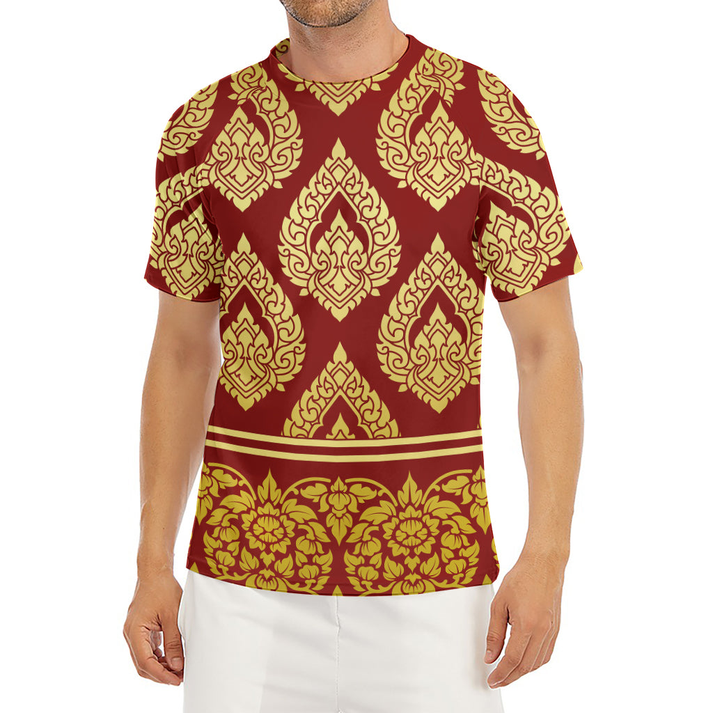 Traditional Thai Pattern Print Men's Short Sleeve Rash Guard