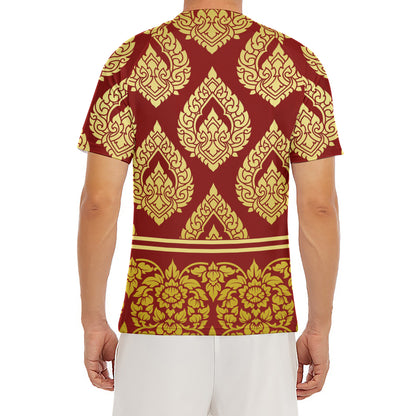 Traditional Thai Pattern Print Men's Short Sleeve Rash Guard
