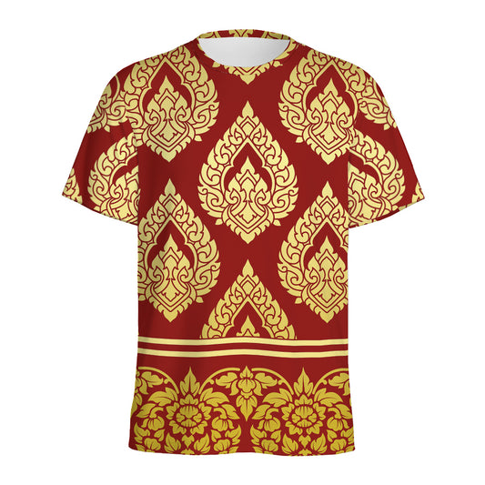 Traditional Thai Pattern Print Men's Sports T-Shirt