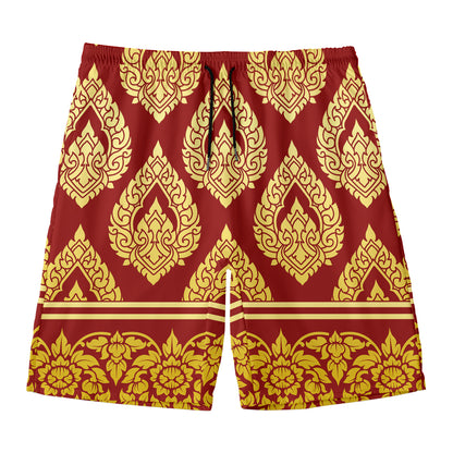 Traditional Thai Pattern Print Men's Swim Trunks