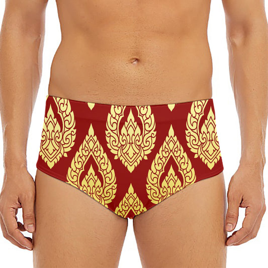 Traditional Thai Pattern Print Men's Triangle Swim Briefs