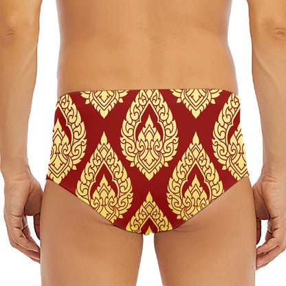 Traditional Thai Pattern Print Men's Triangle Swim Briefs
