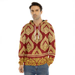 Traditional Thai Pattern Print Men's Velvet Pullover Hoodie