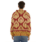 Traditional Thai Pattern Print Men's Velvet Pullover Hoodie