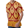 Traditional Thai Pattern Print Men's Velvet T-Shirt