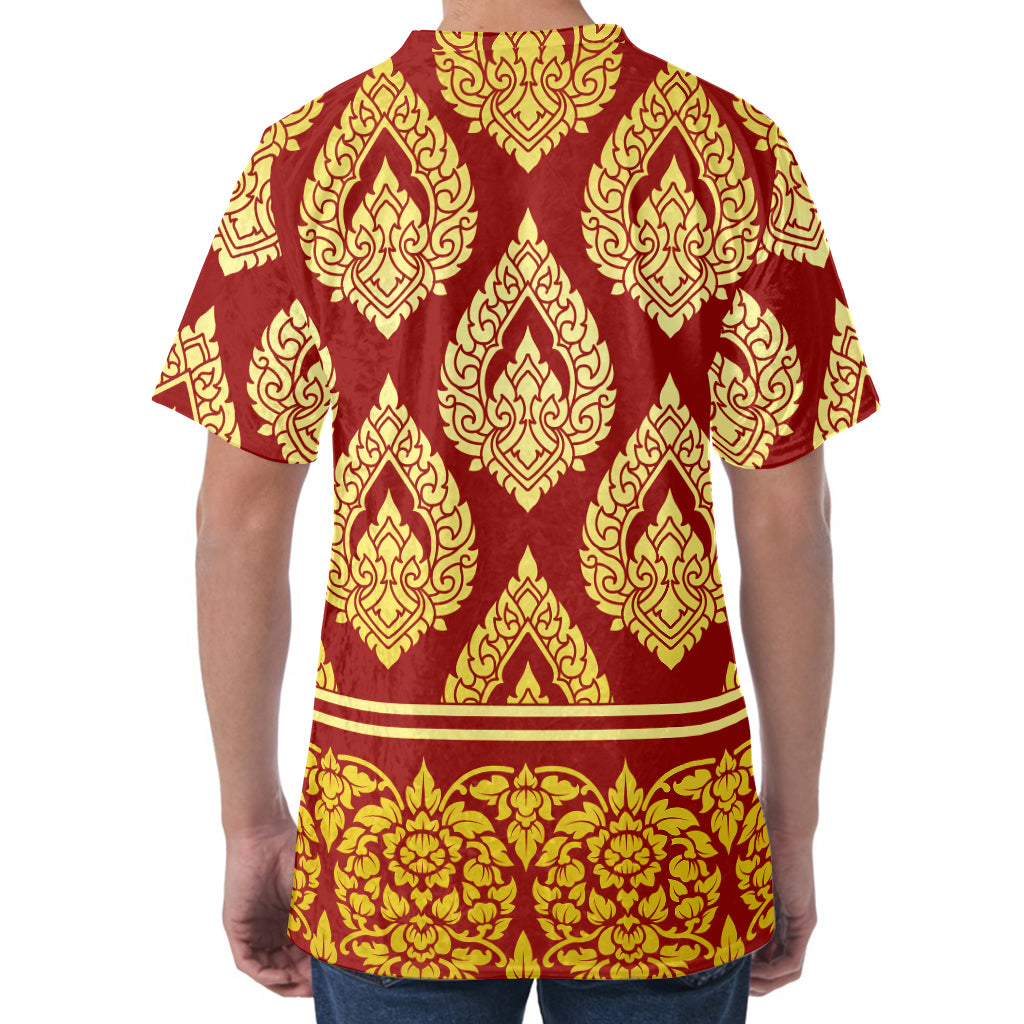 Traditional Thai Pattern Print Men's Velvet T-Shirt