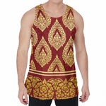 Traditional Thai Pattern Print Men's Velvet Tank Top