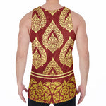 Traditional Thai Pattern Print Men's Velvet Tank Top