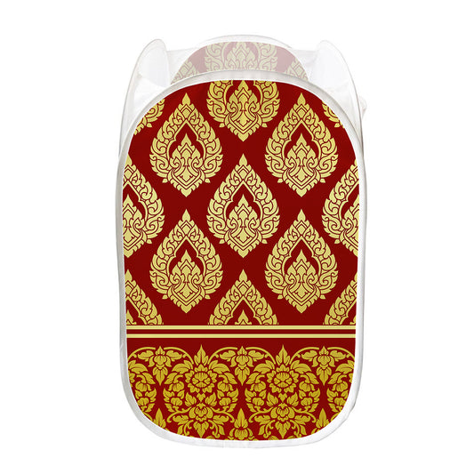 Traditional Thai Pattern Print Mesh Laundry Hamper