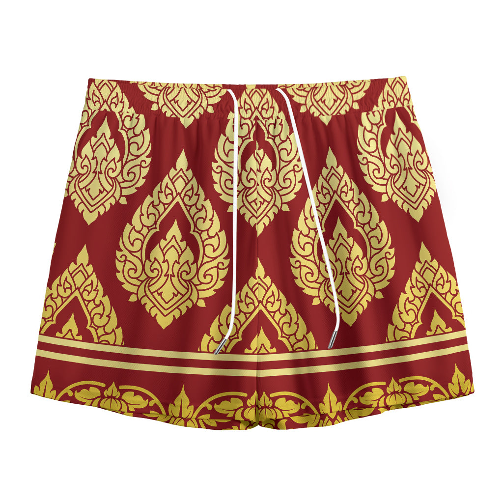 Traditional Thai Pattern Print Mesh Shorts